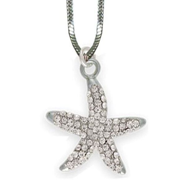 Bamboo Trading Company Jewelry - Austrian Crystal Silver French Starfish Necklace
